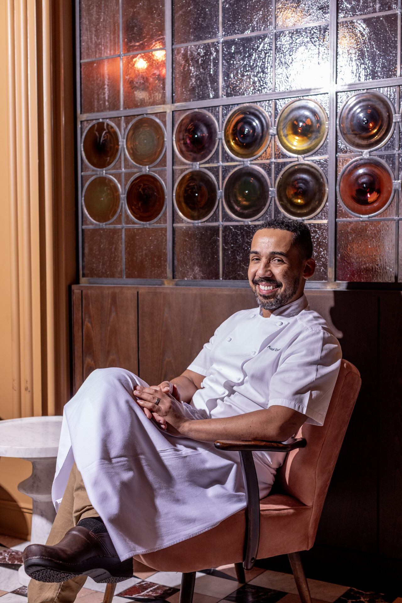 a man in a white shirt
