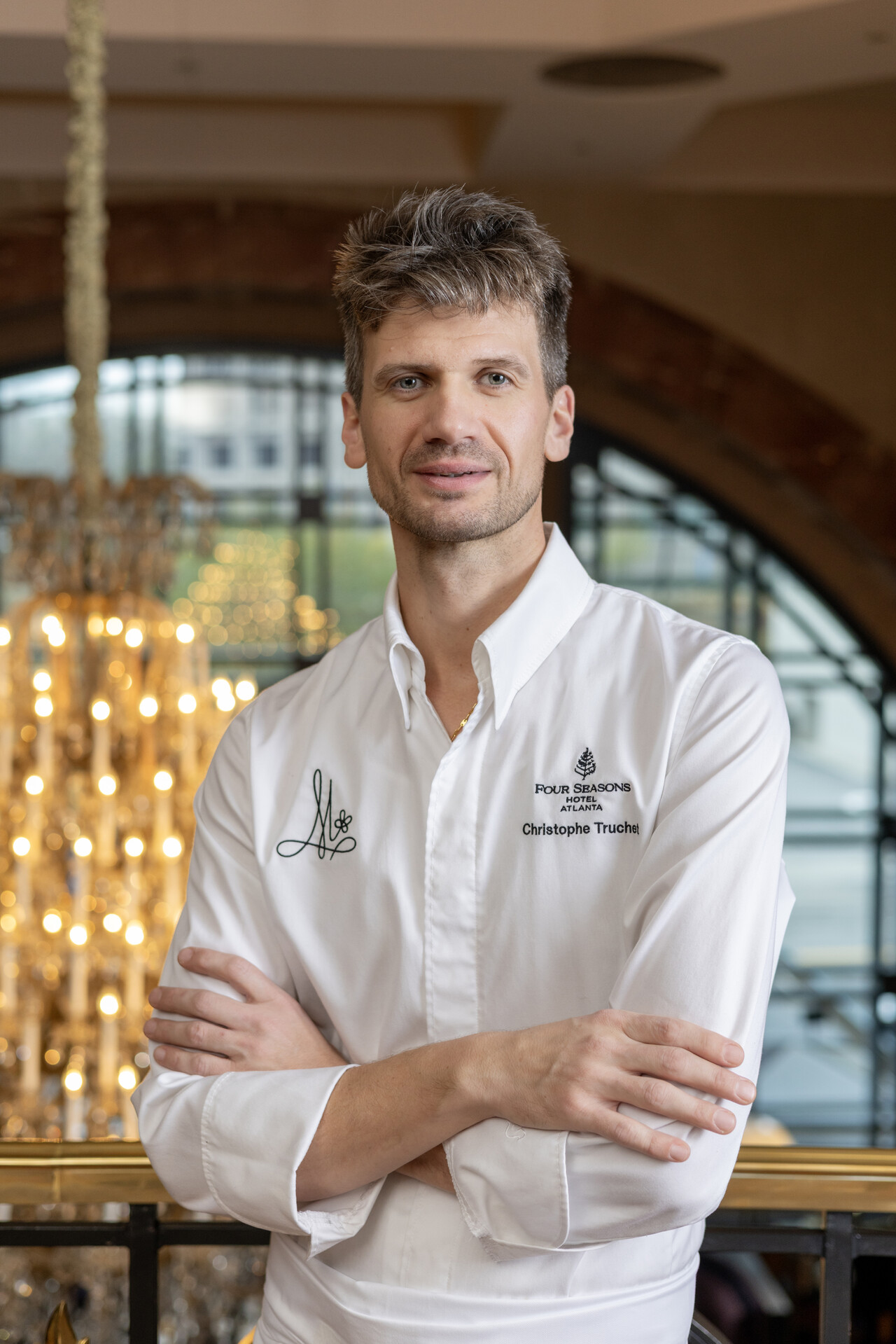 a man in a white shirt