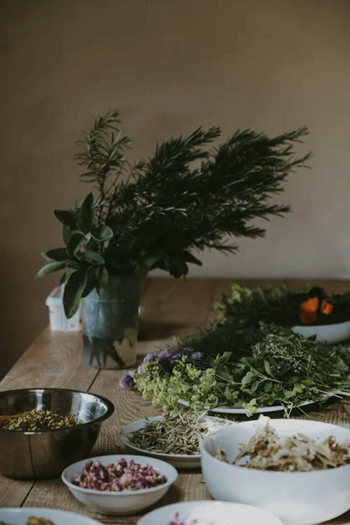 fresh herbs and ingredients