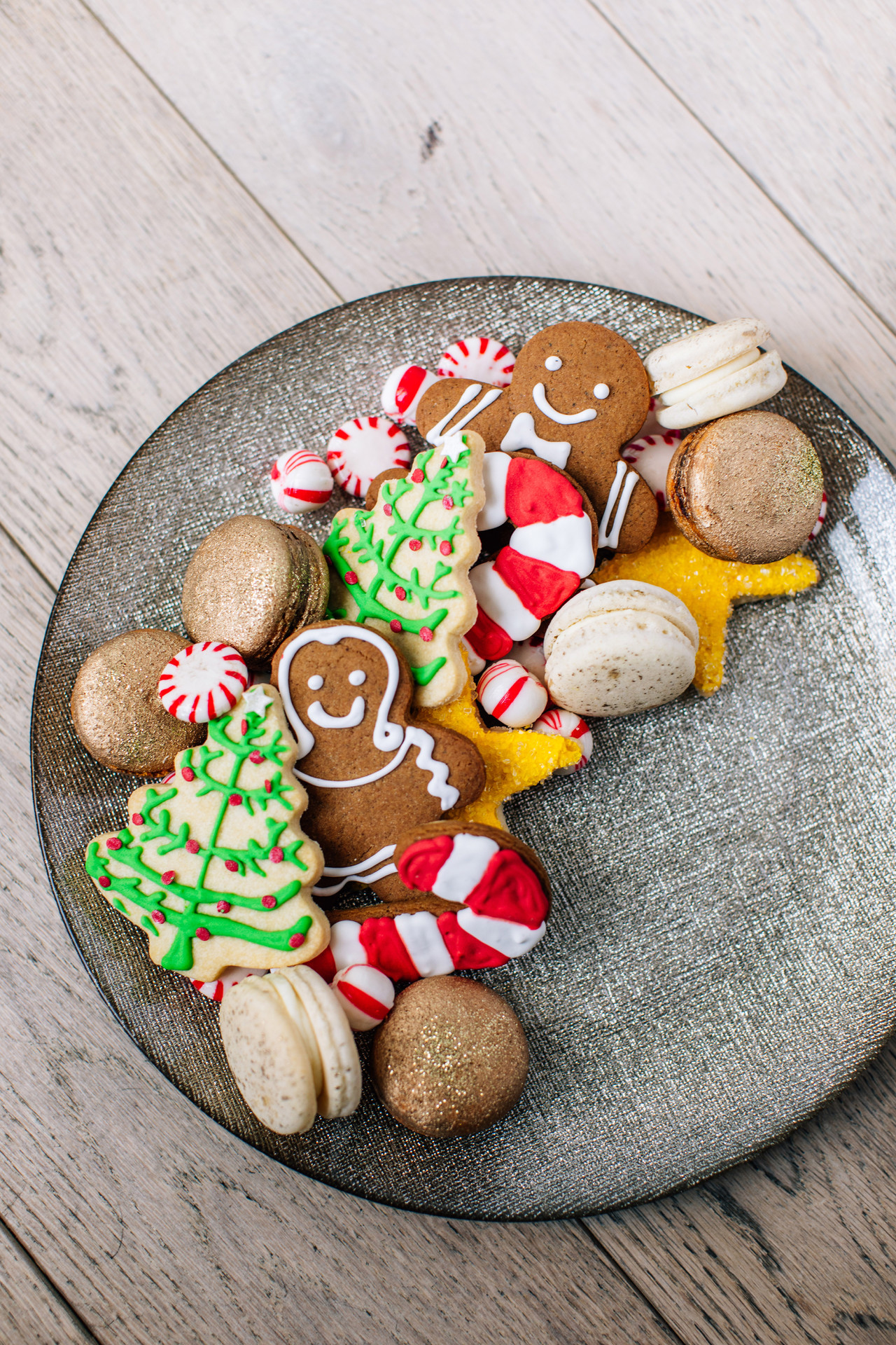 close up of holiday cookies