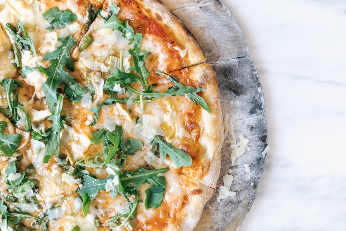 a close up of a pizza