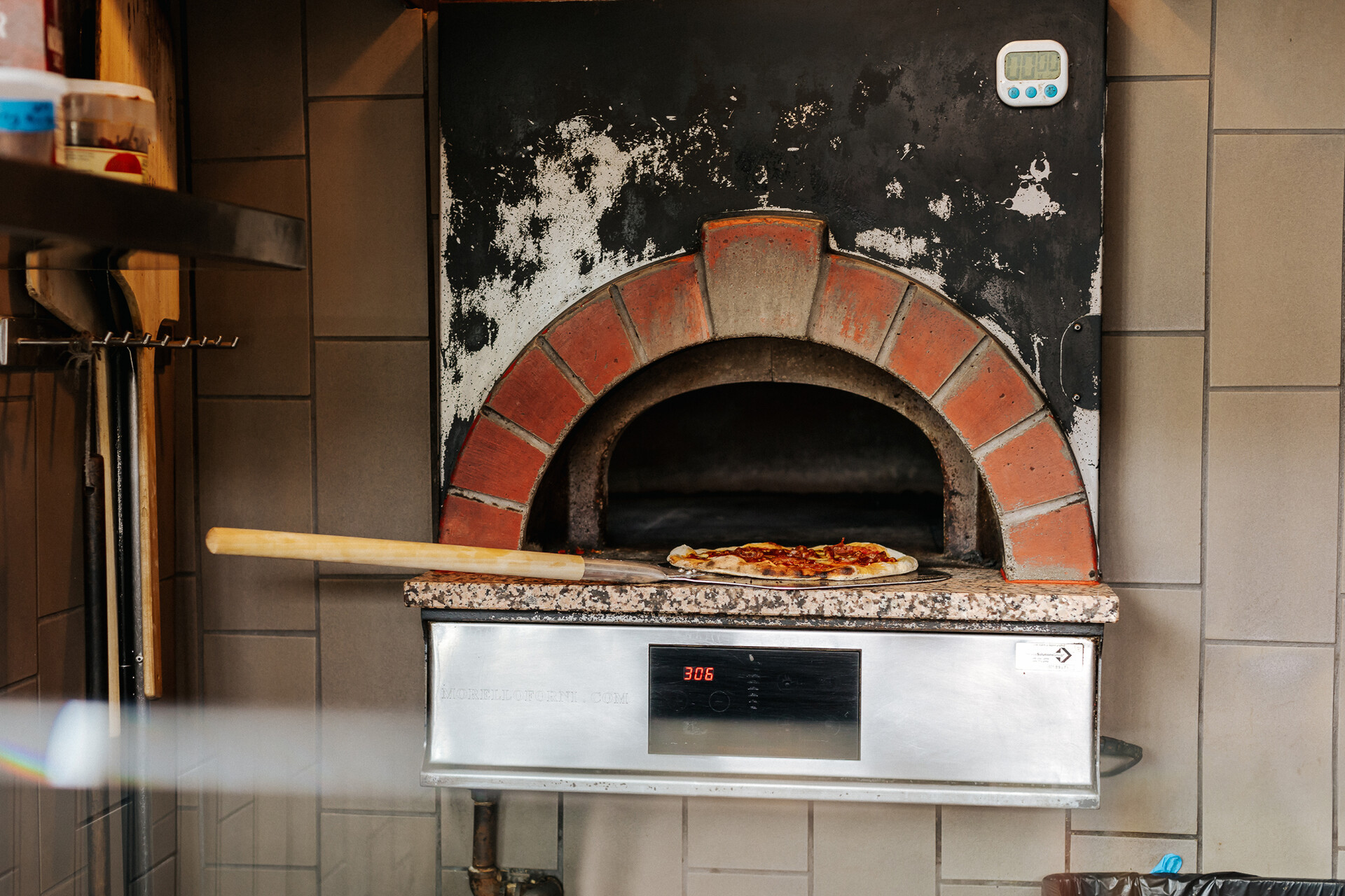 pizza in the oven
