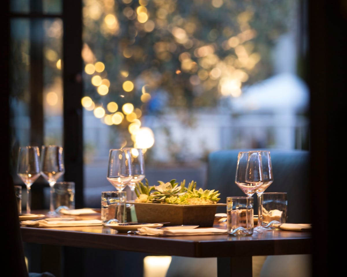 a table with glasses