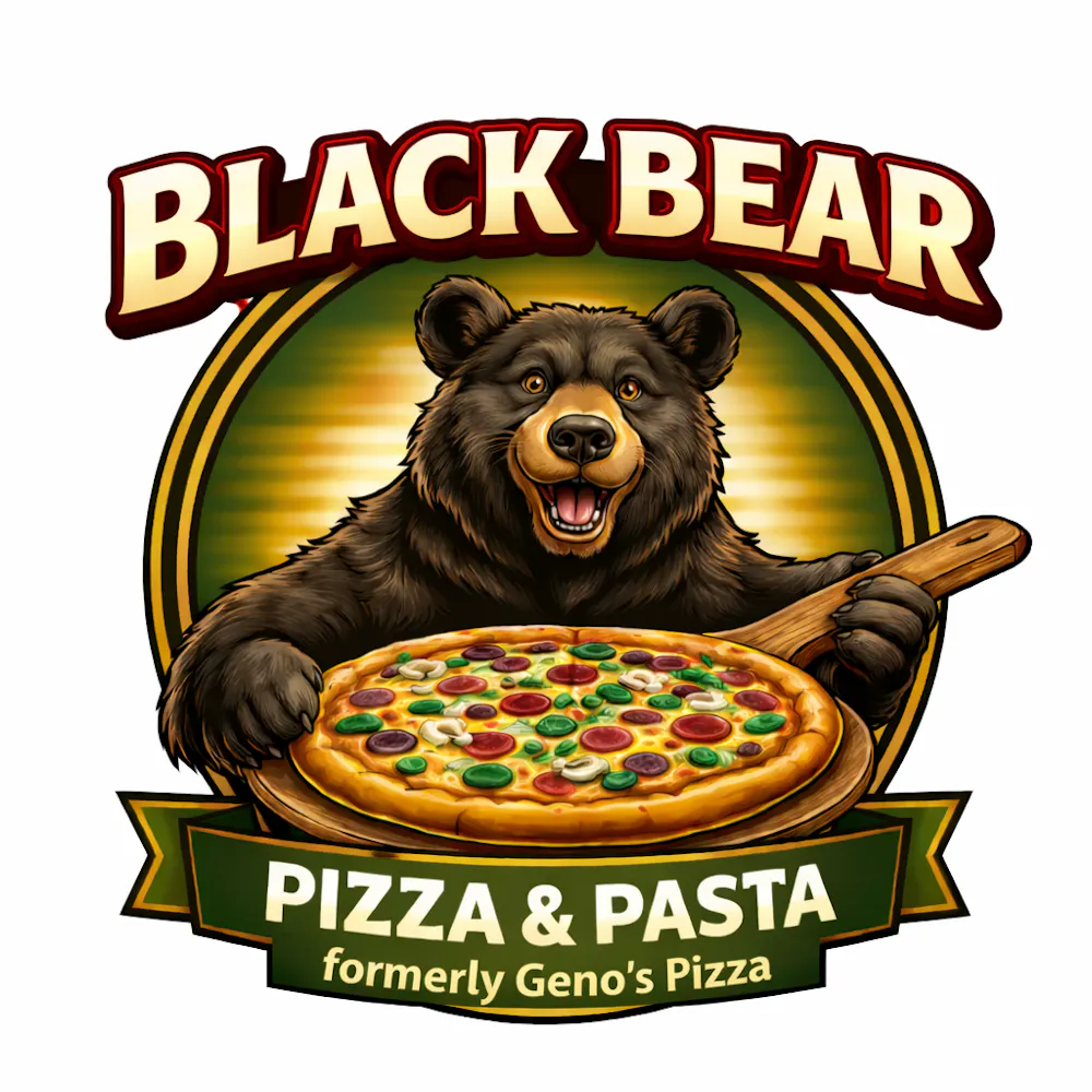 a bear holding a pizza
