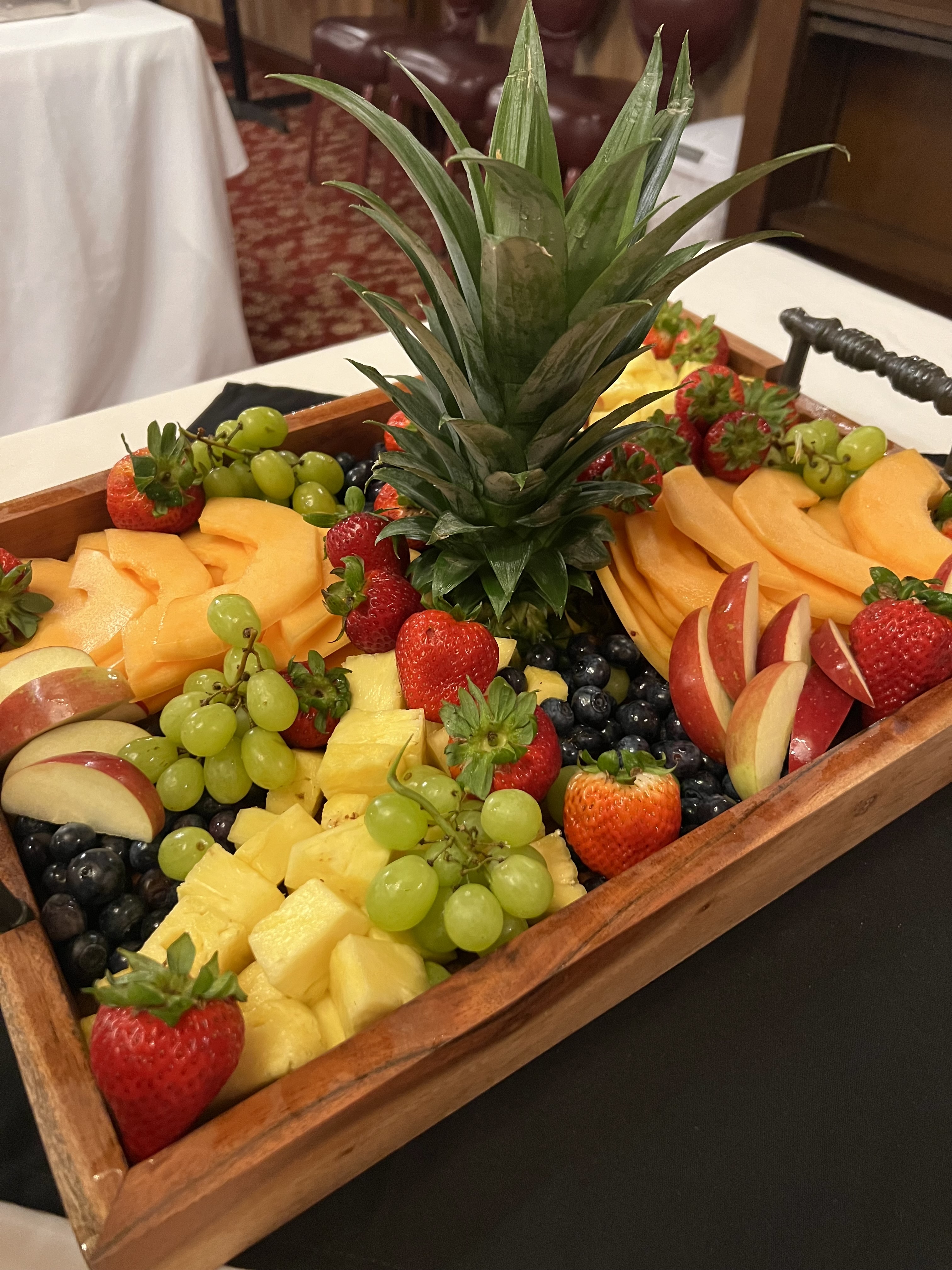a box filled with different types of food on a table