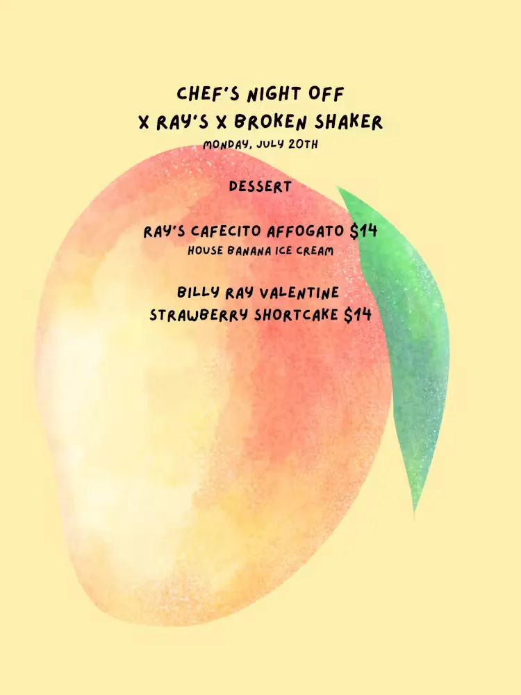 A menu for Chef's Night Off featuring desserts.