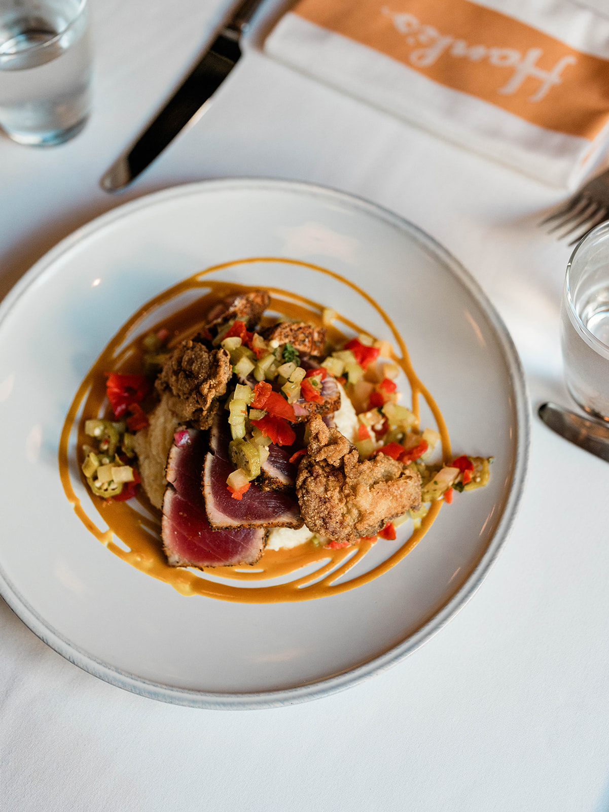 rare seared blackened tuna 