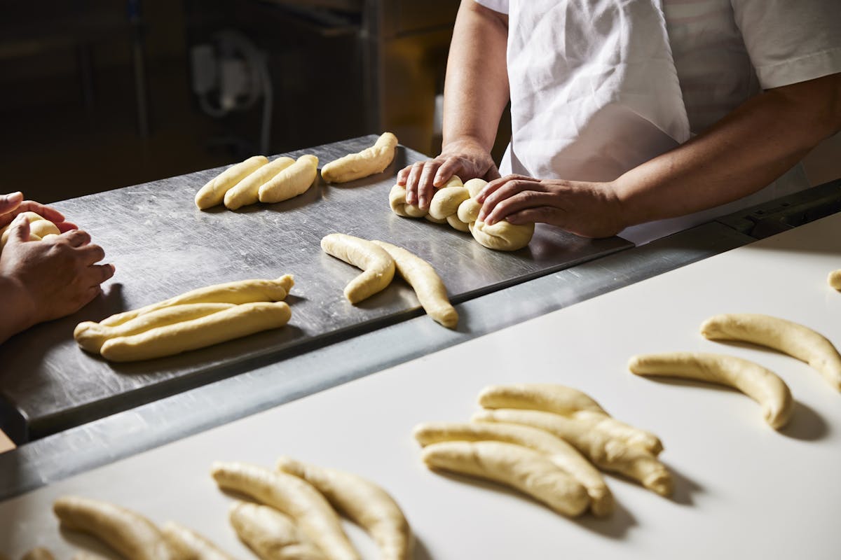 a close up of dough