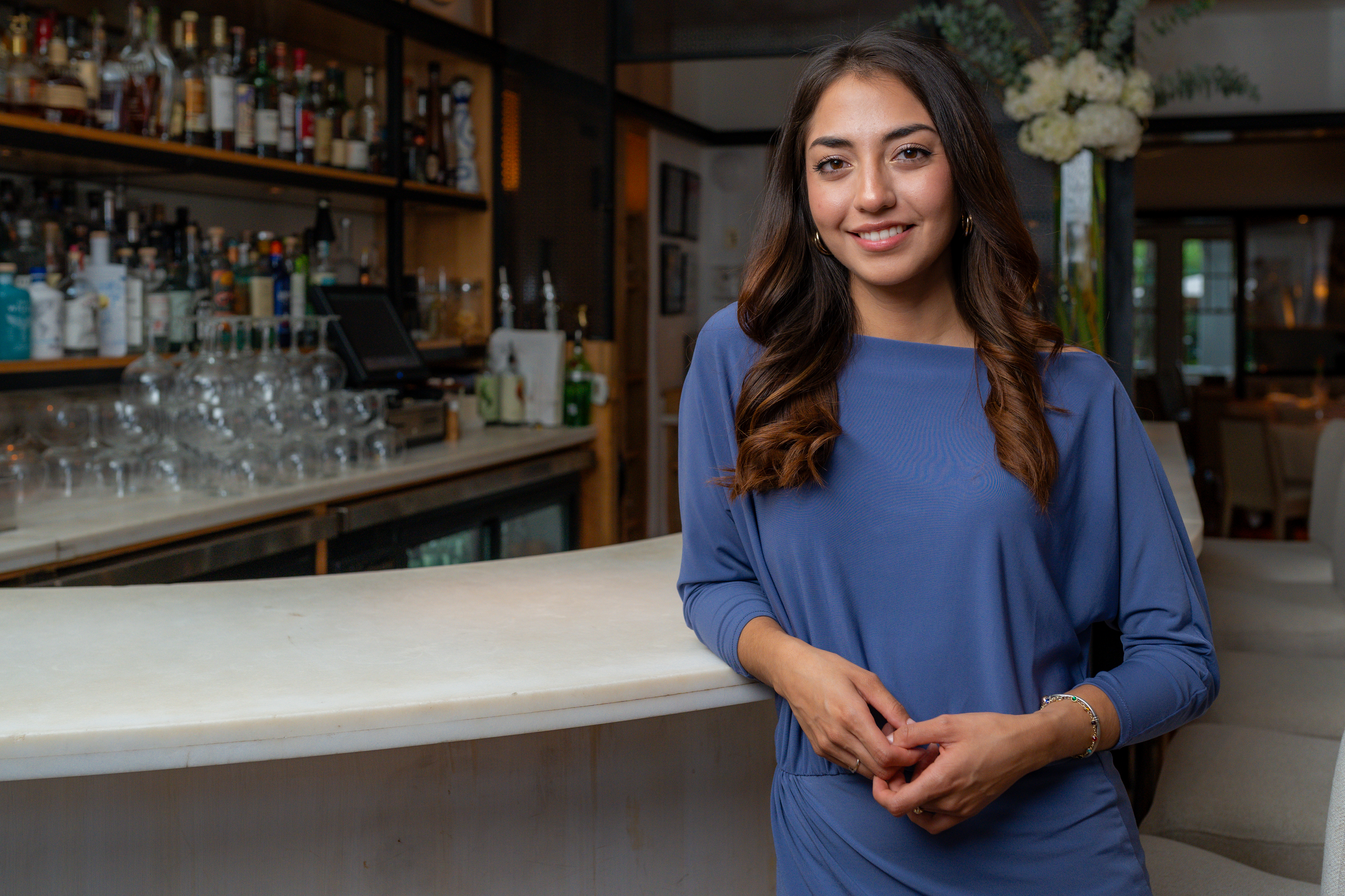a person in a blue shirt