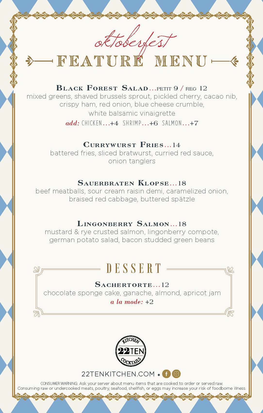 Menus | 22Ten Kitchen & Cocktails in Sioux Falls, SD