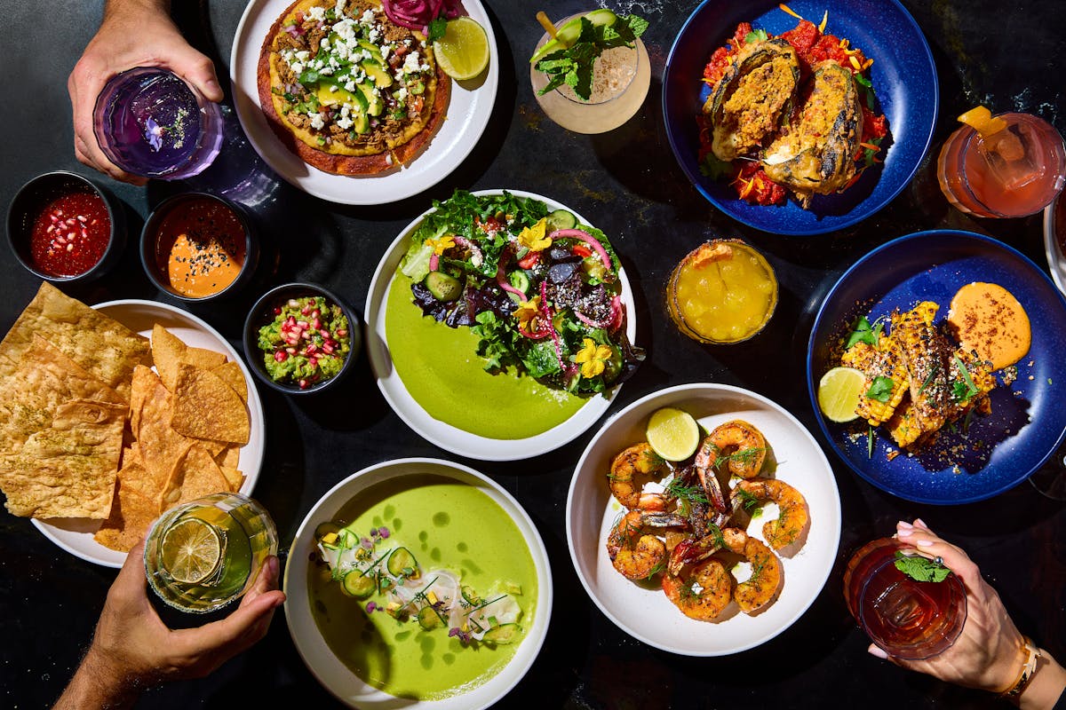 many different types of food on a table