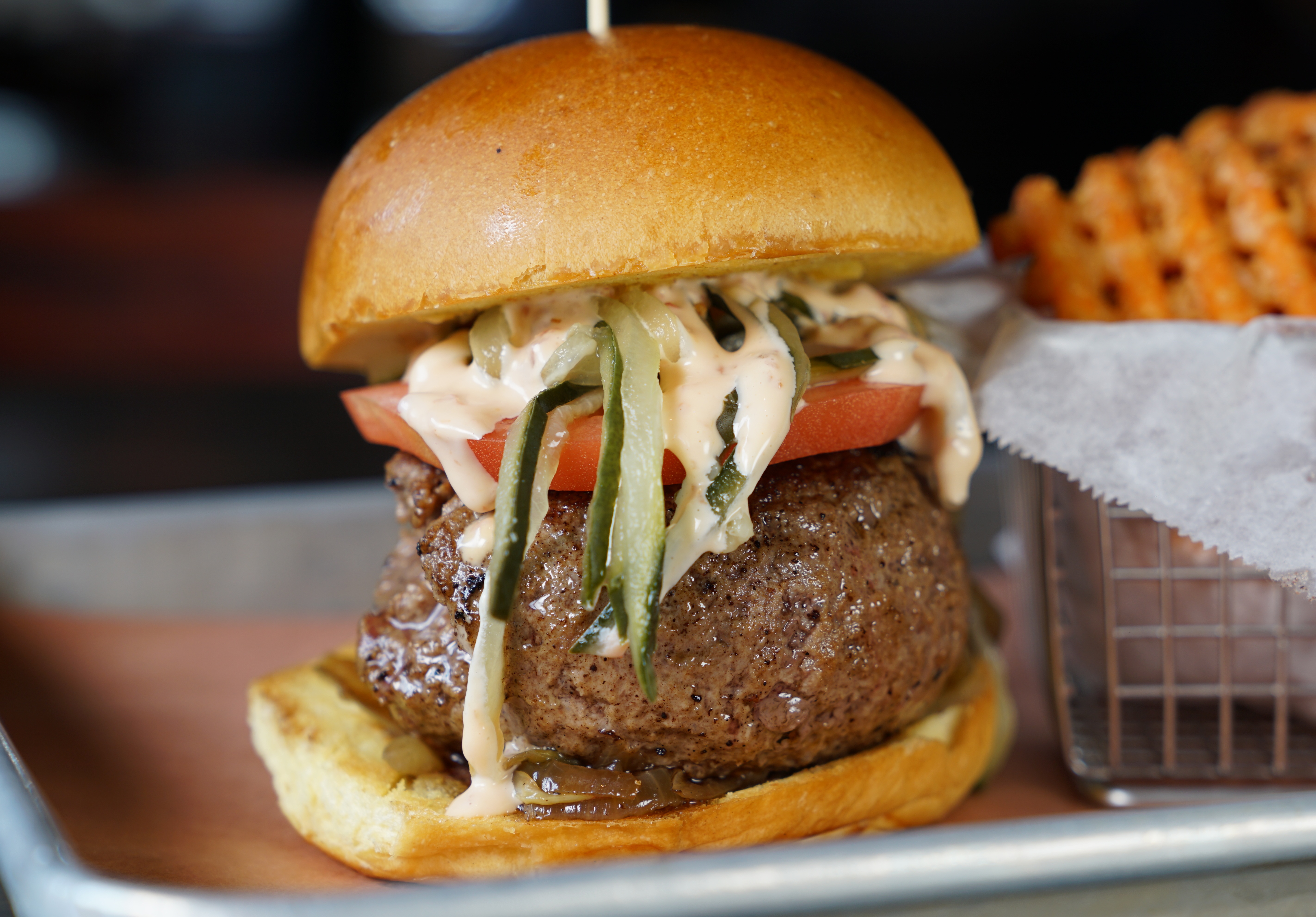 a close up of a sandwich sitting on top of a table