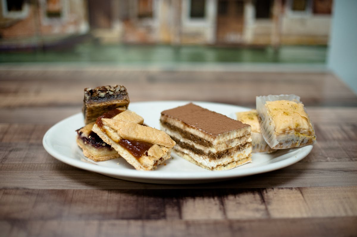different desserts served on a plate