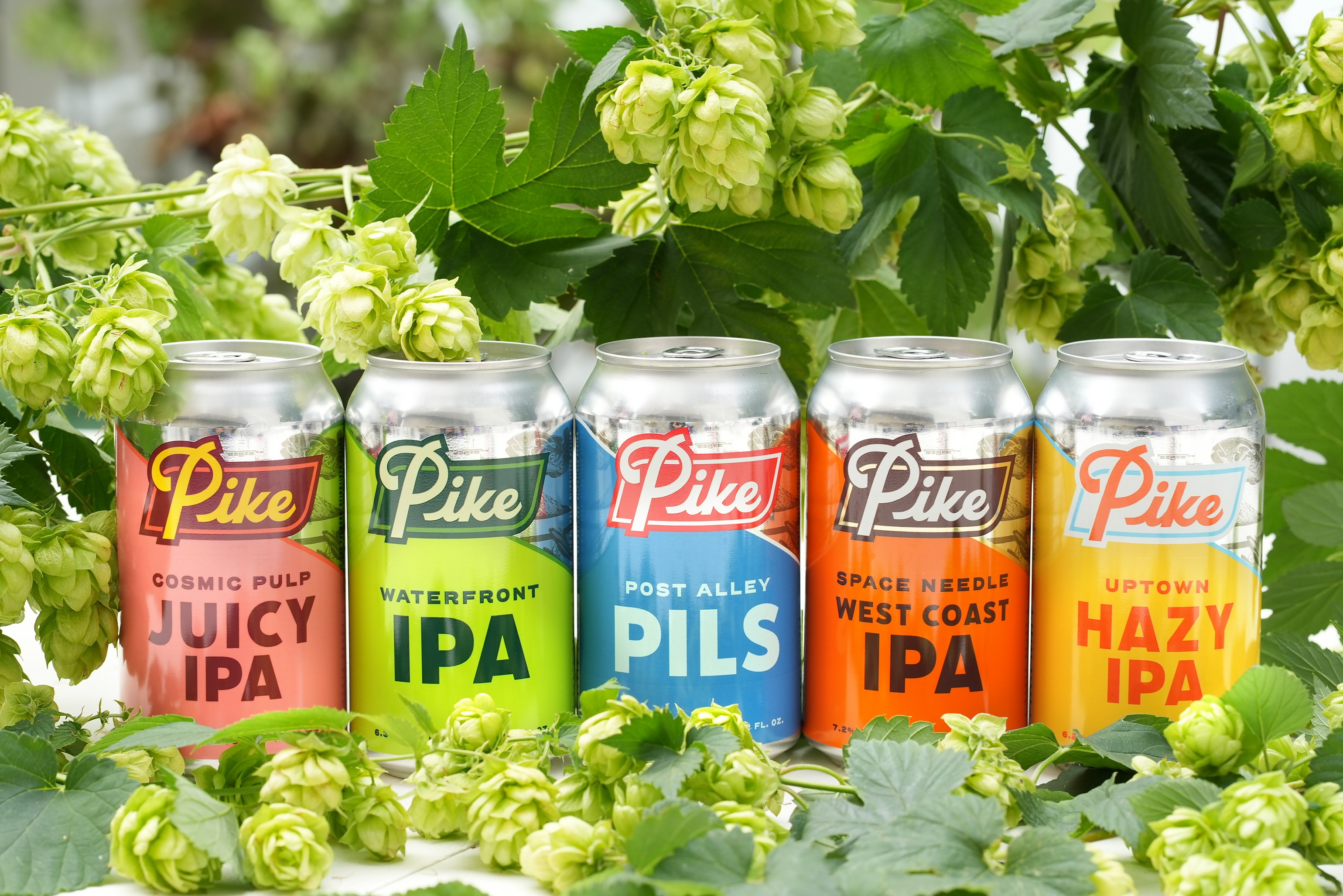 Pike Brewing Hops and Cans