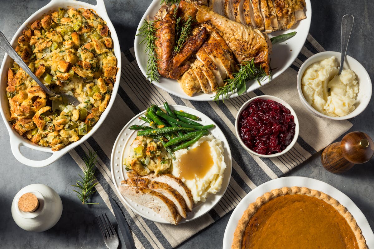 a bunch of food sitting on a table