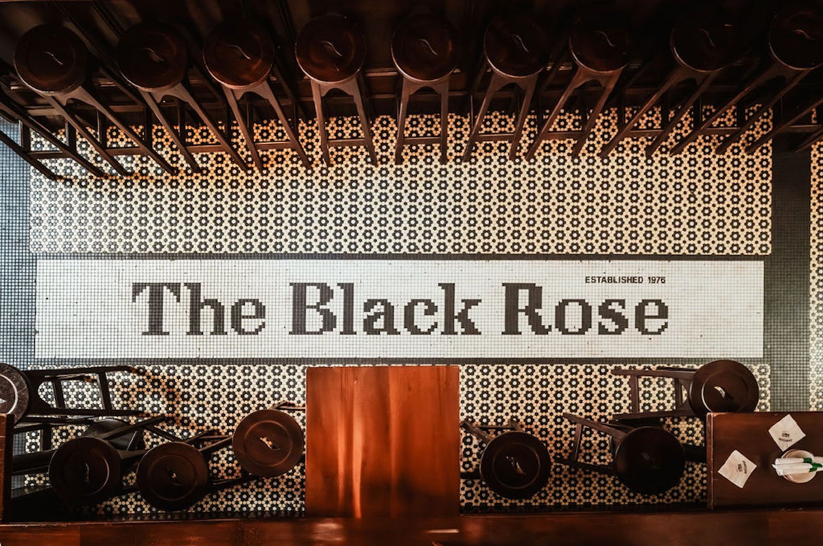 tile floor black rose