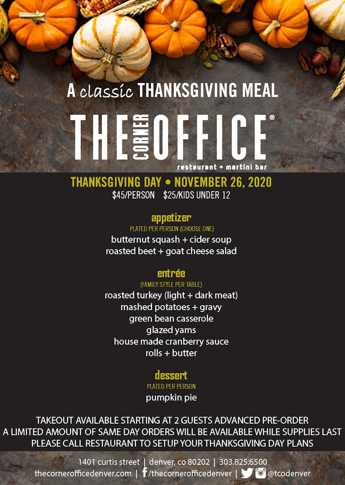 Thanksgiving at The Corner Office - Dine-In or To-Go | The Corner Office |  Restaurant & Bar in Denver, CO