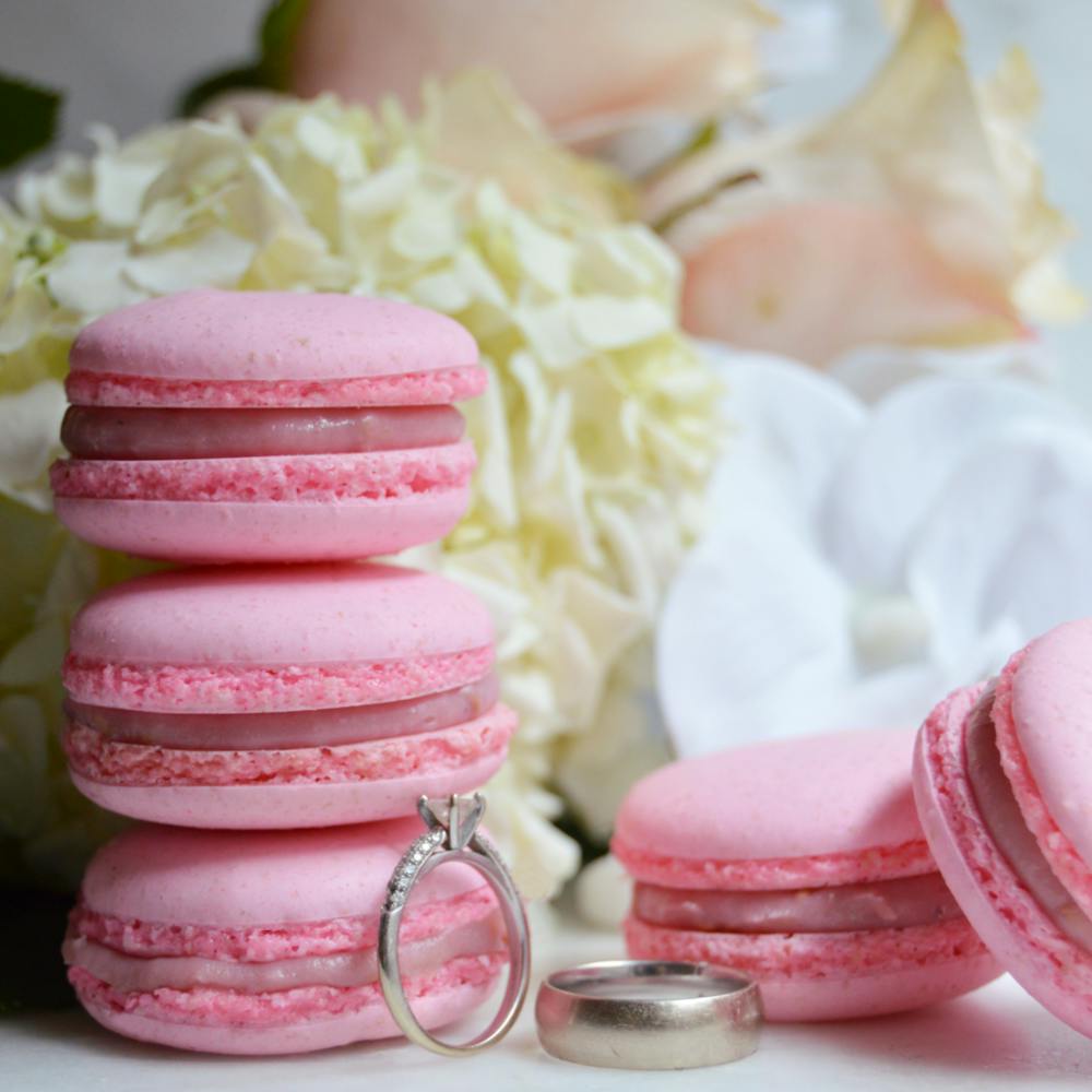 a pink cake on a plate