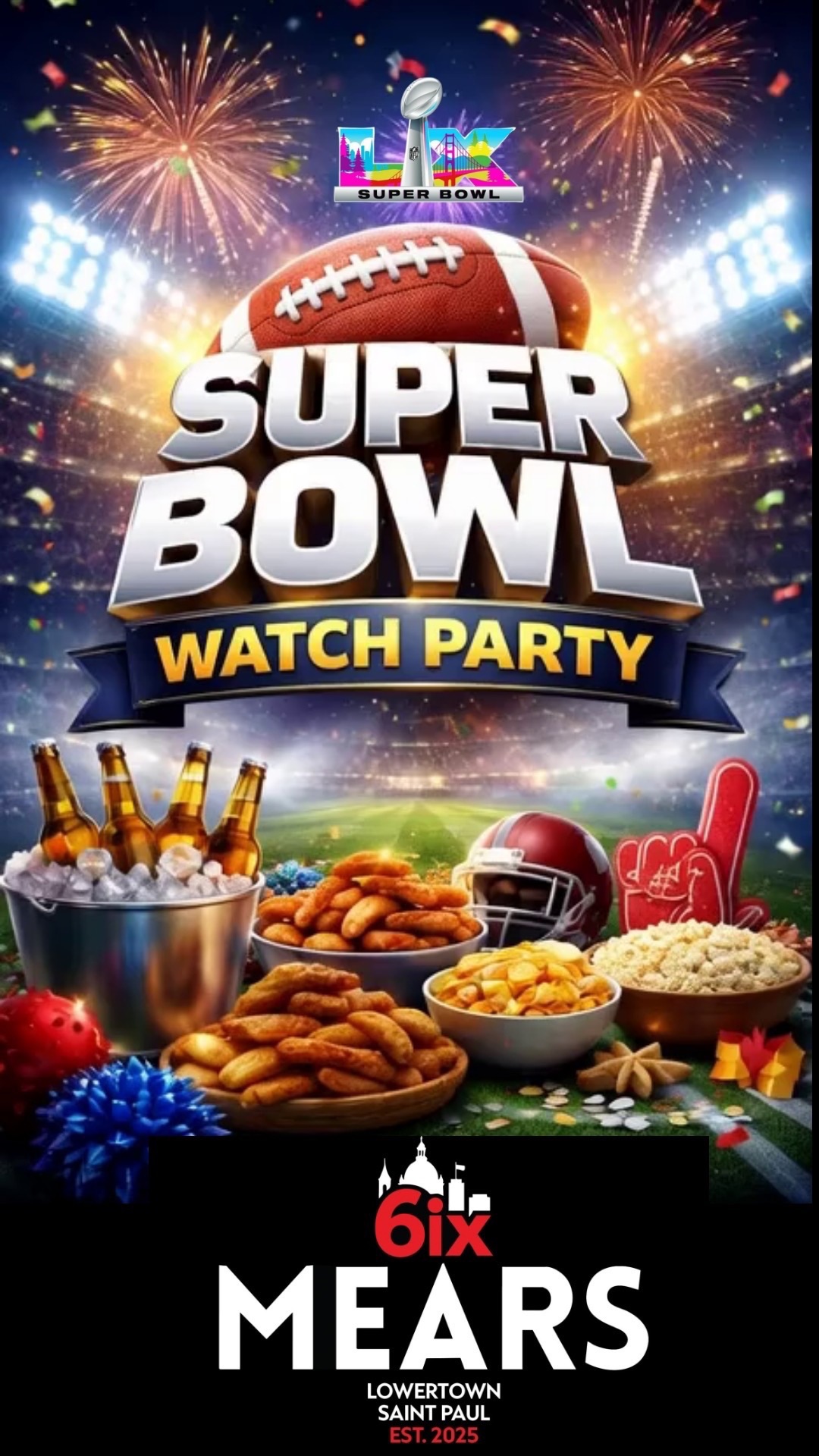 2026 superbowl watch party flyer