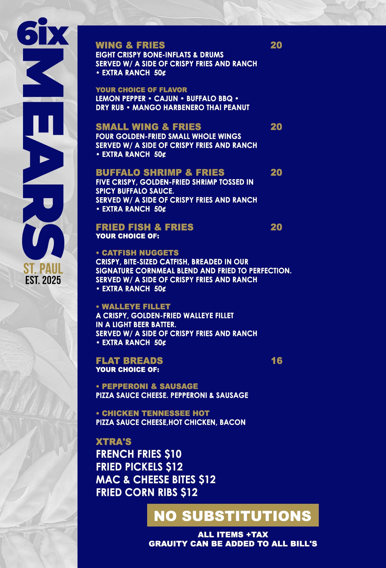 a menu of a restaurant