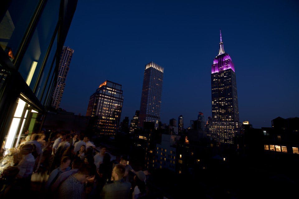 a view of a city at night