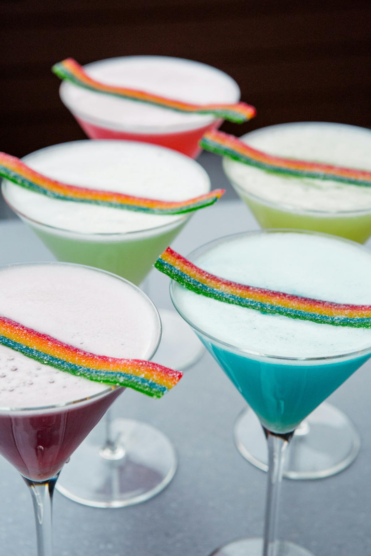 cocktails with candy on top