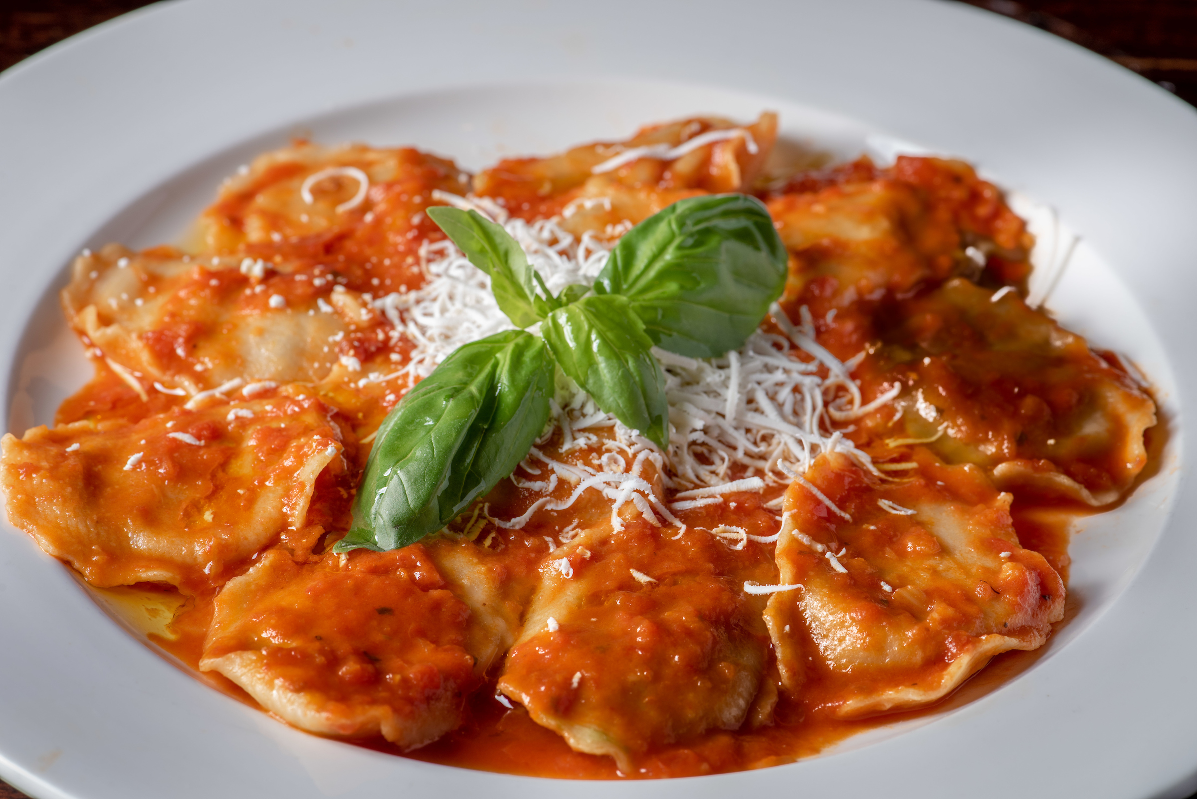 cheese and sauce ravioli
