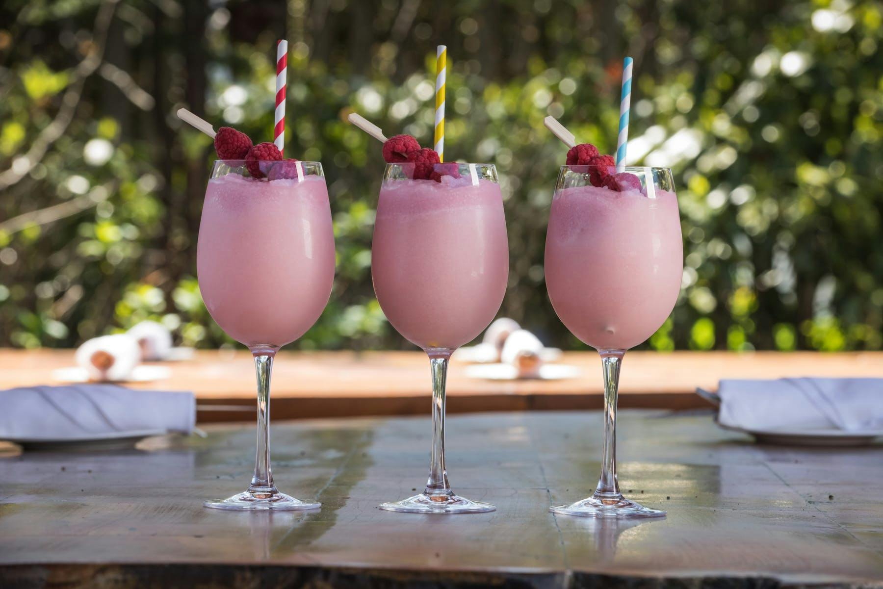 three pink cocktails