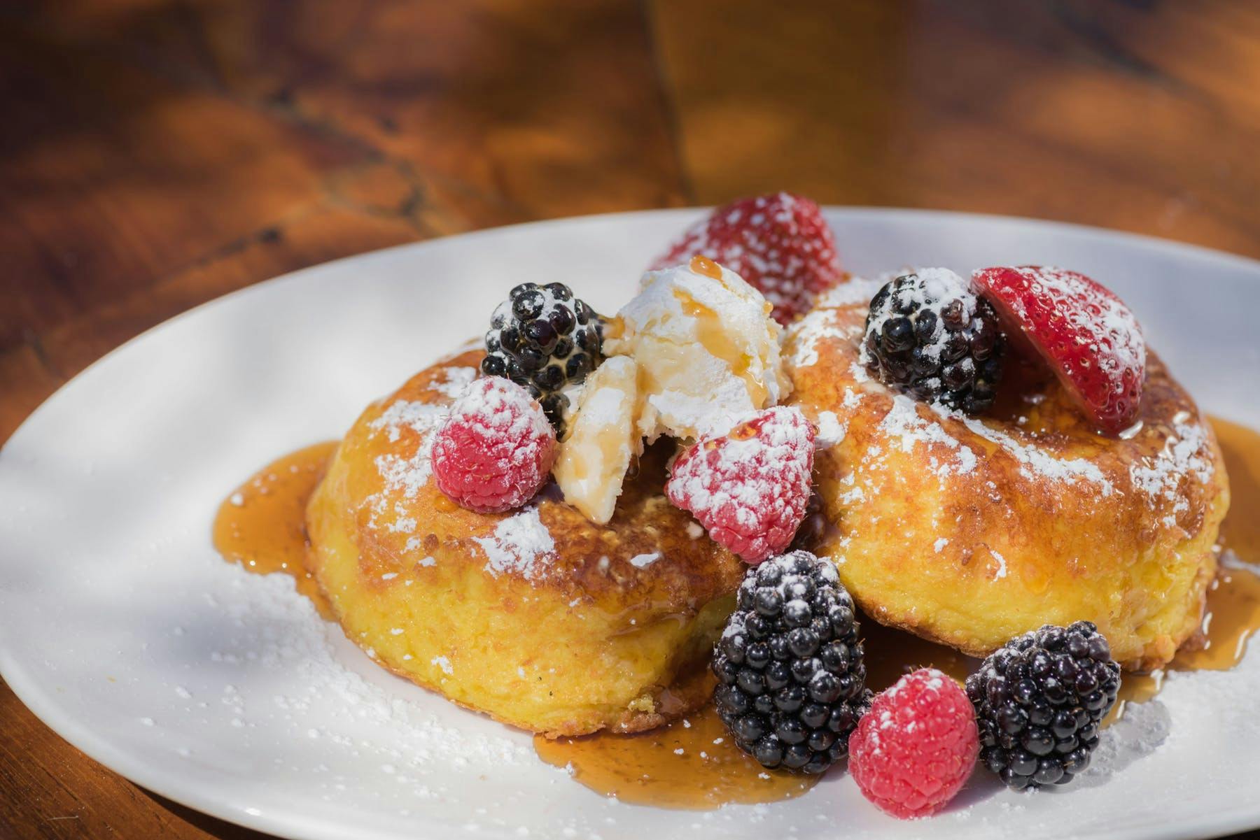 dessert dish with raspberries and blueberries