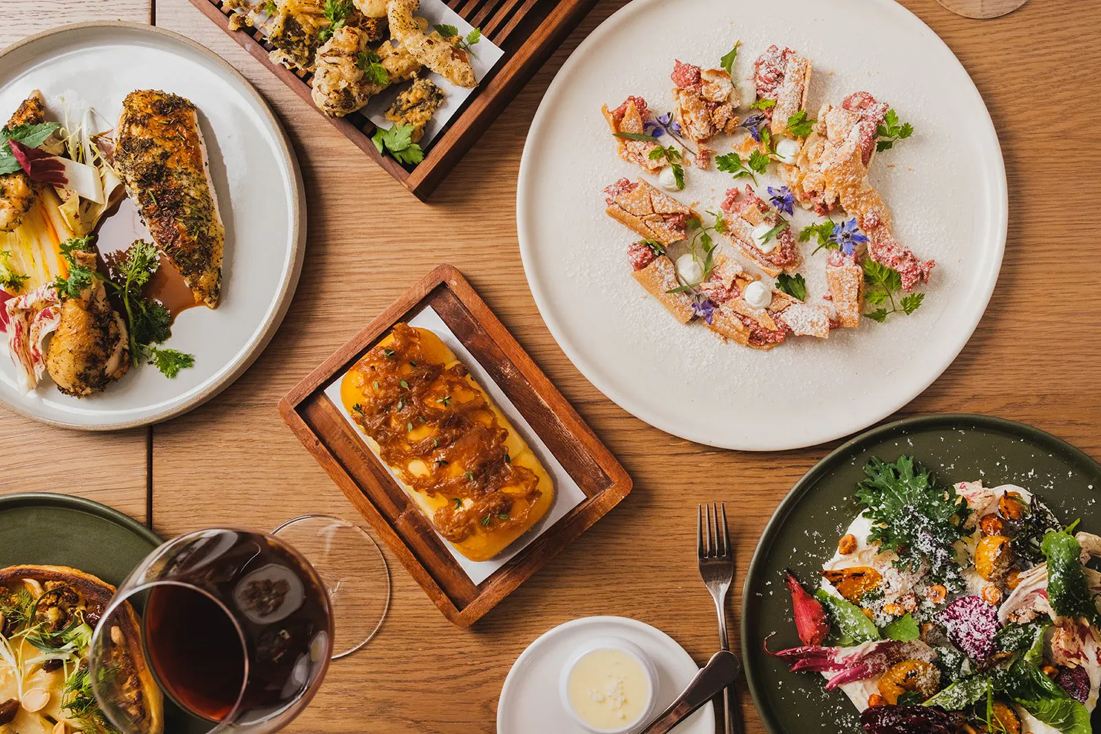 Shared plates on the table