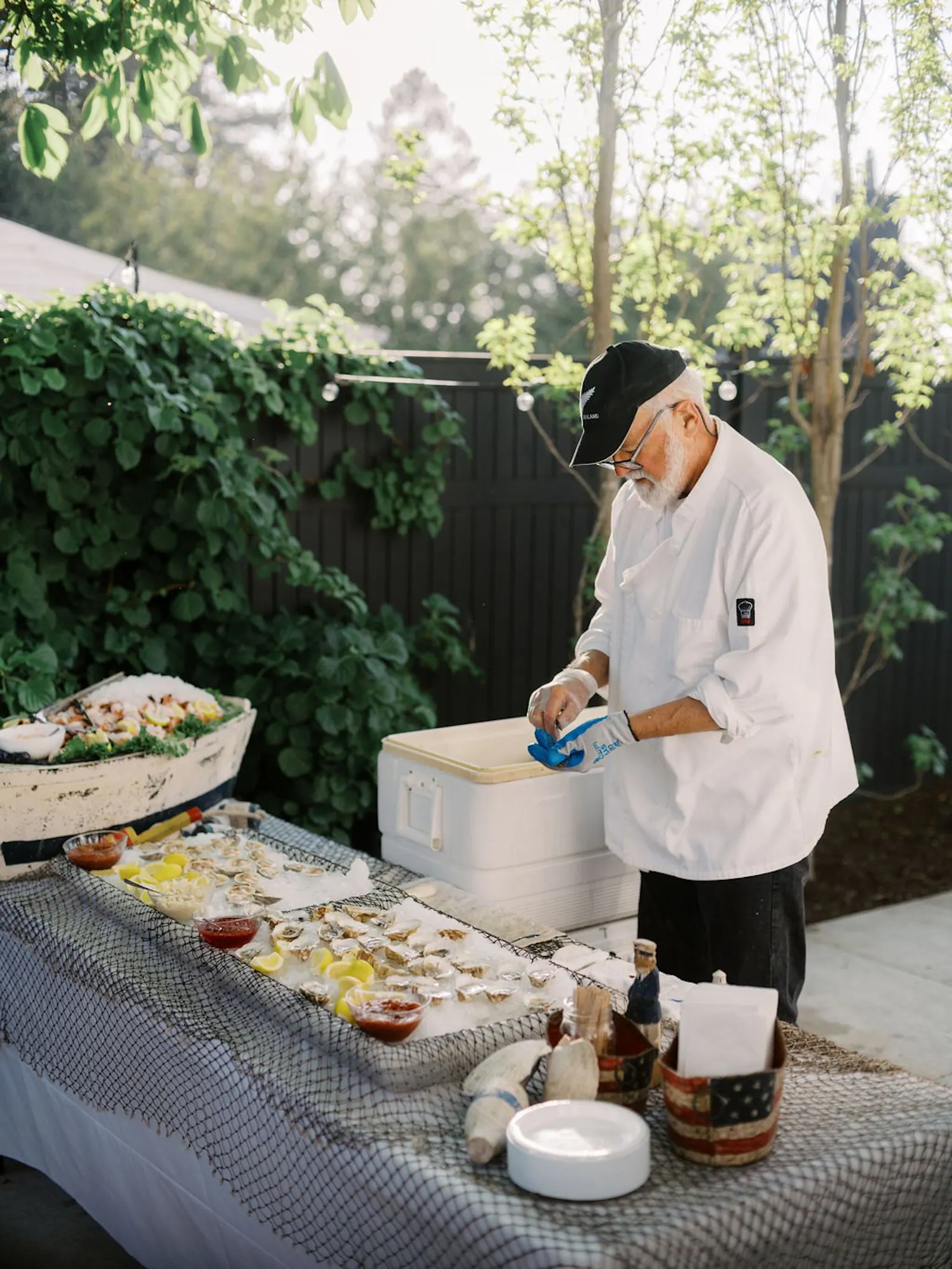 Oysters shucked to order outdoors