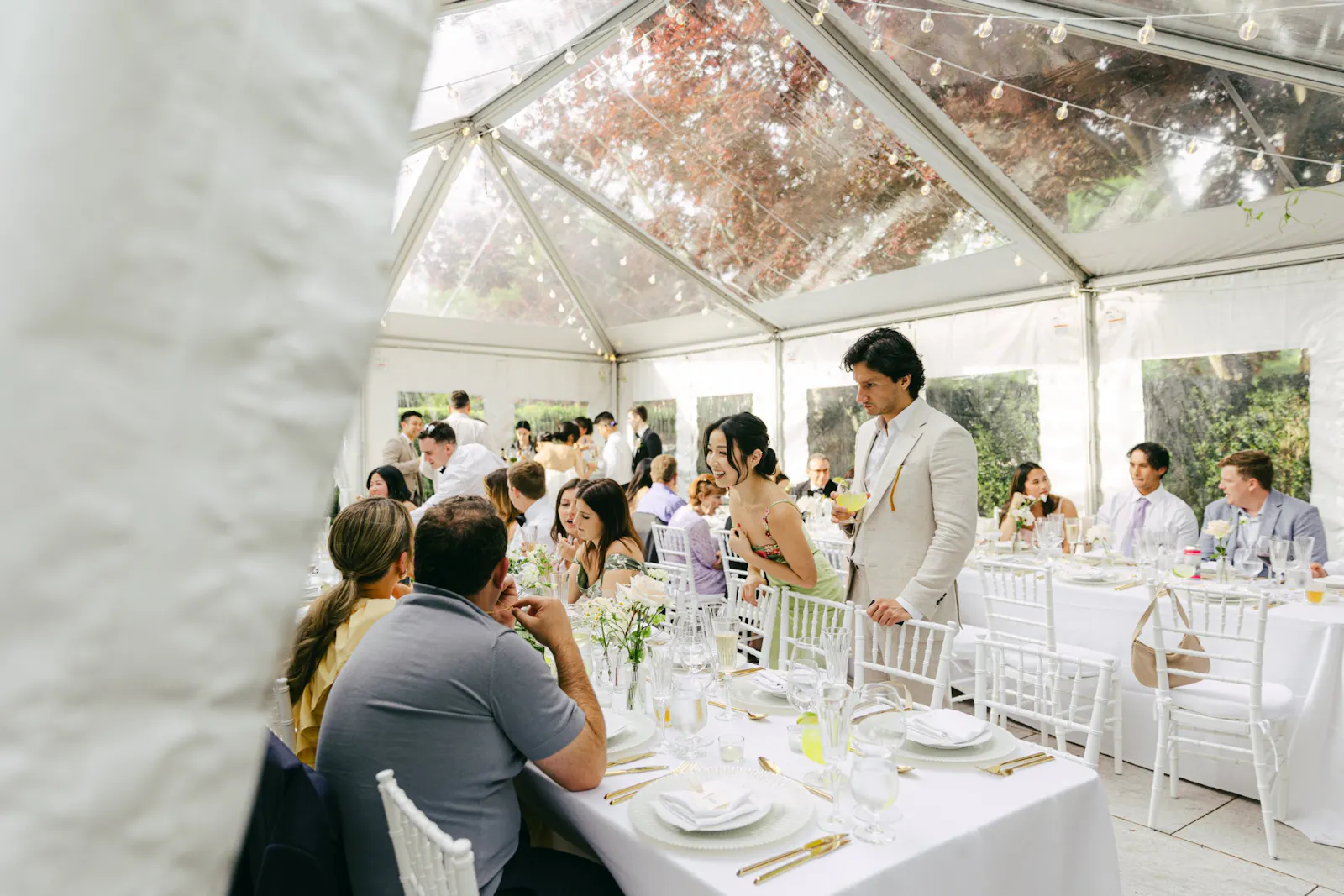 Wedding dinner under the East Patio canopy