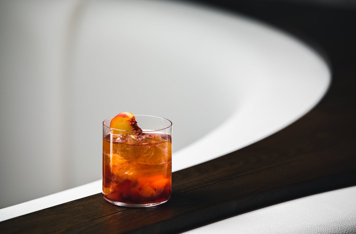 a glass cup on a table