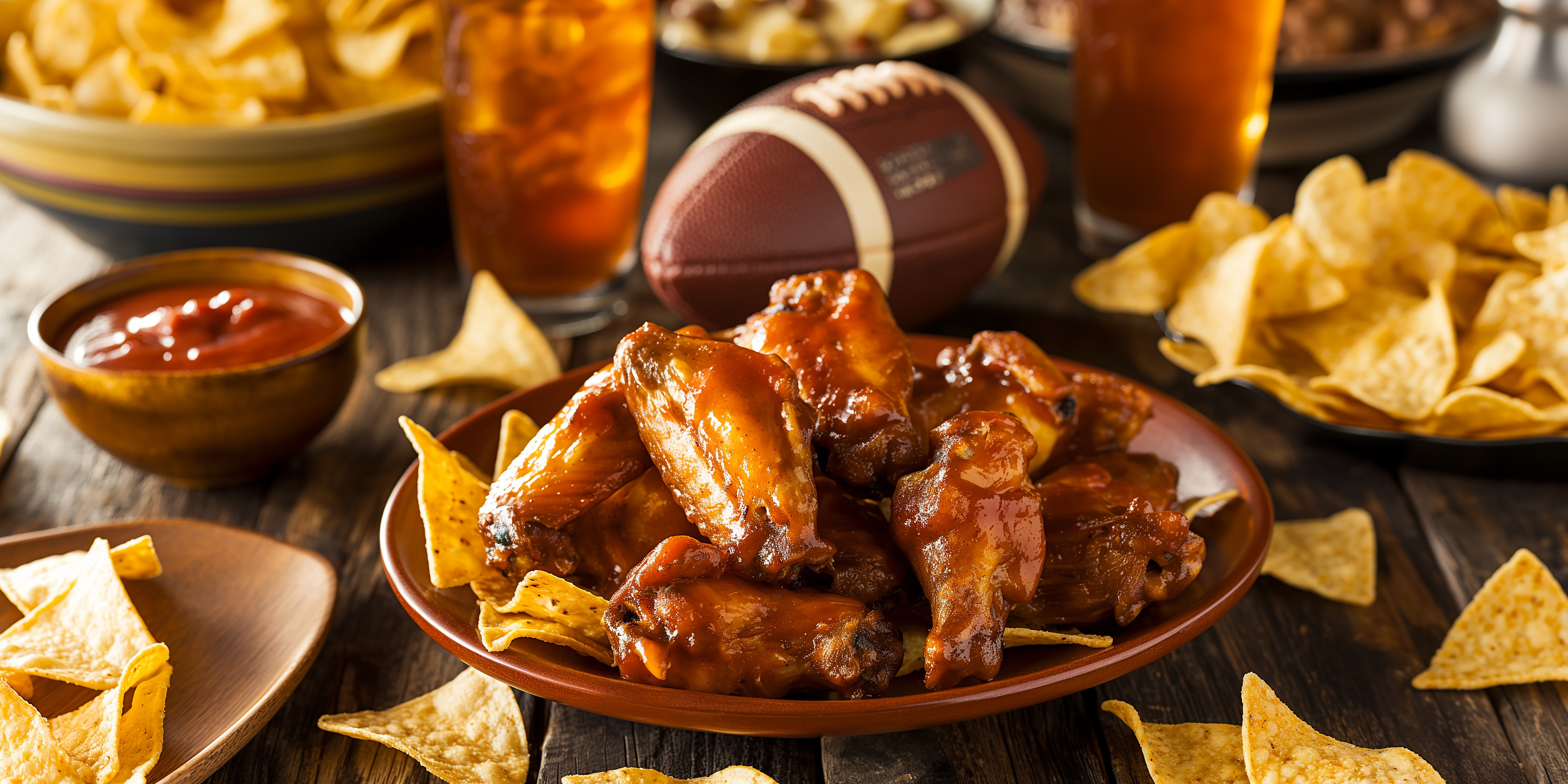 Chicken Wings with a Football
