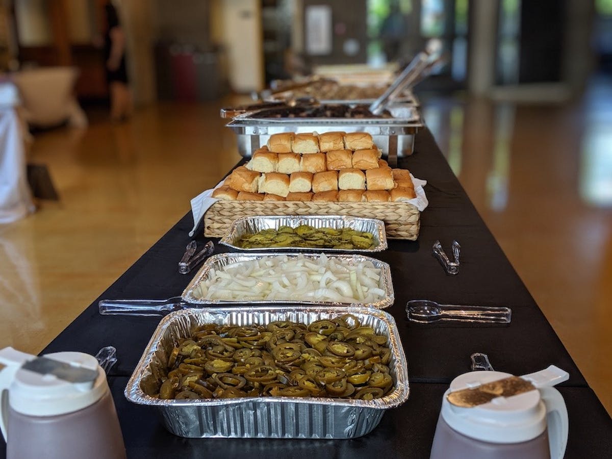 a tray of food on a table