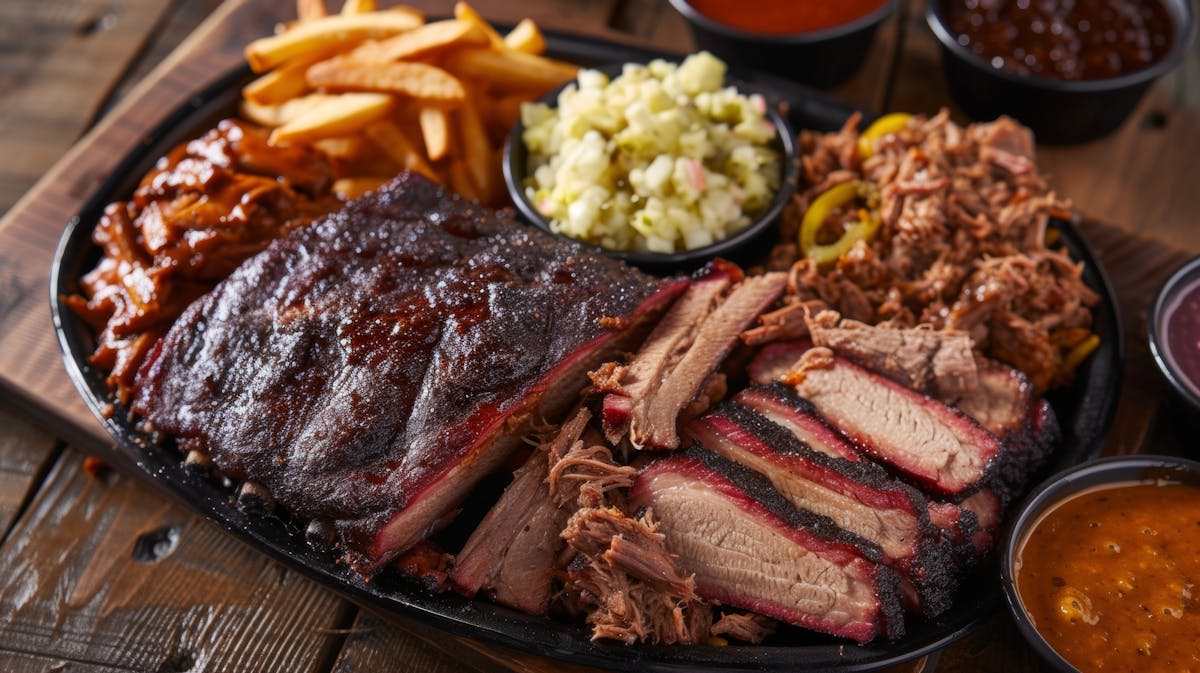 a tray of food on a plate