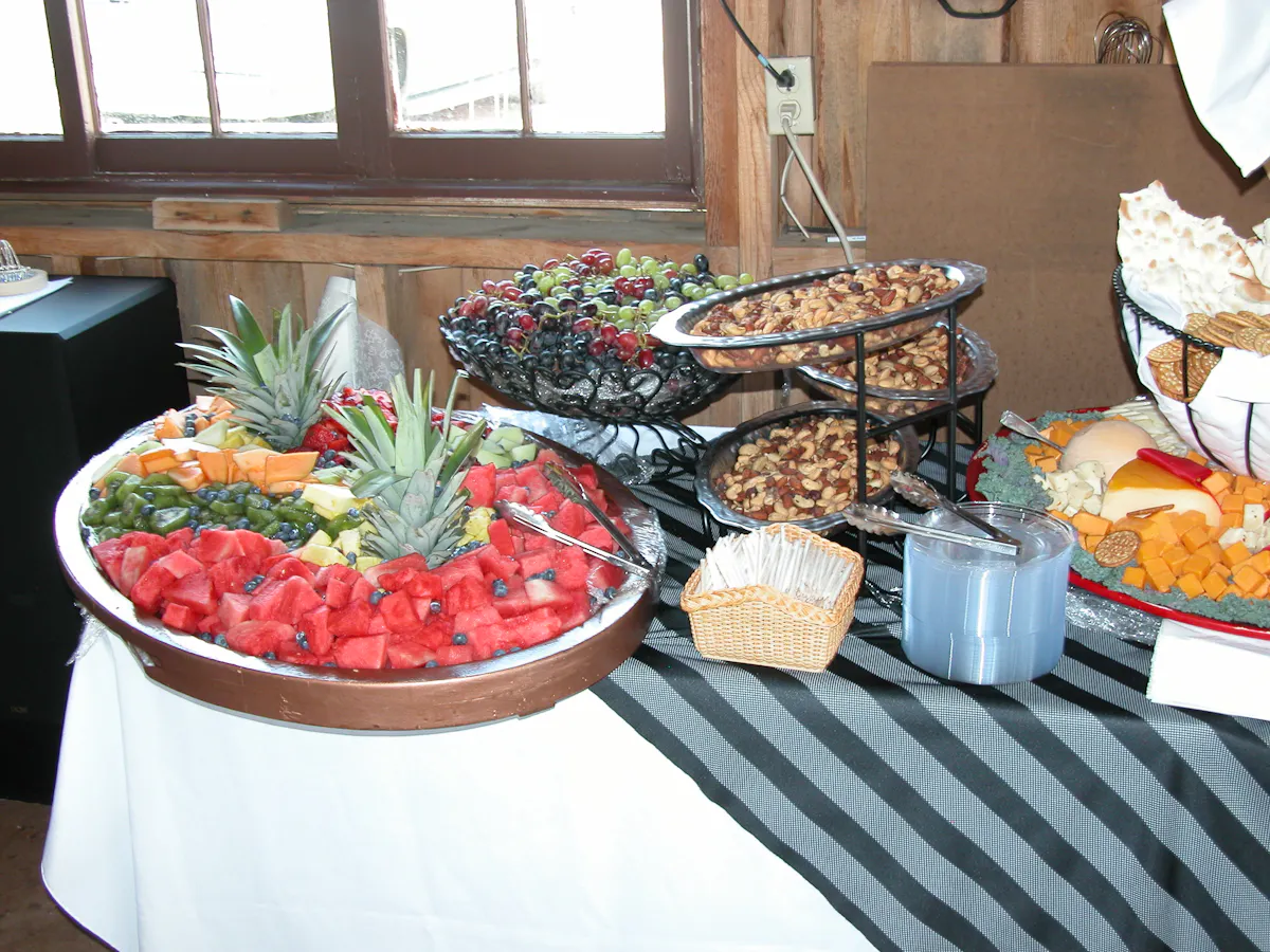 a big array of fruits cut in cubes