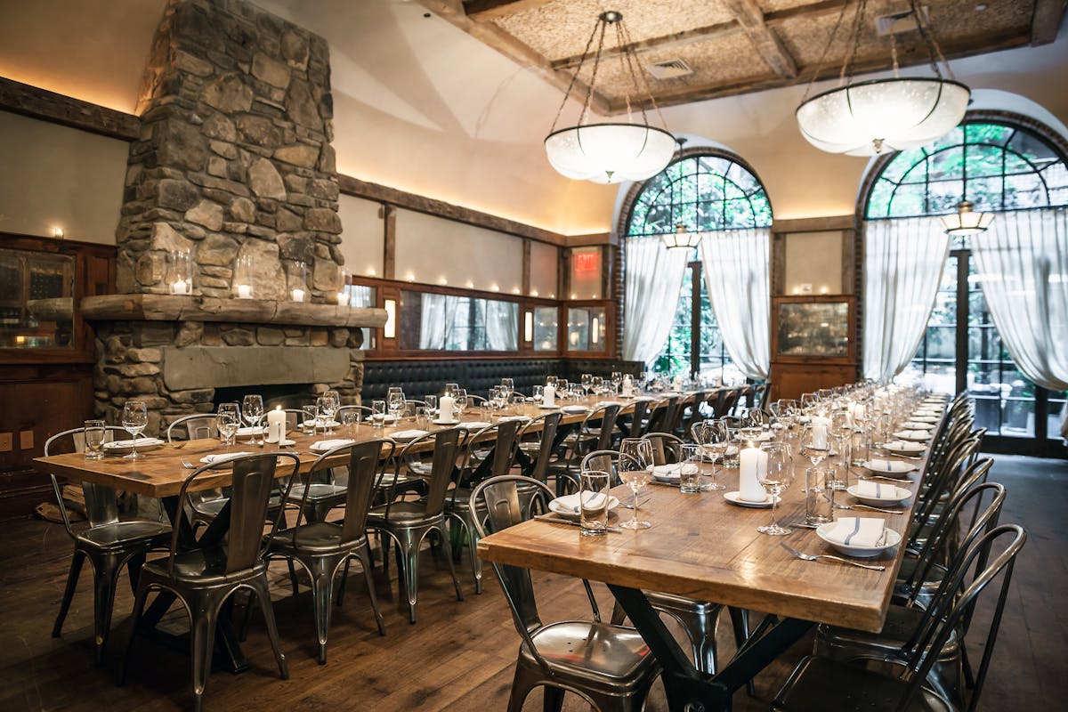 a dining room filled with lots of utensils