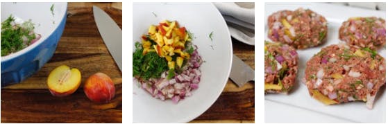 a plate topped with different types of food on a table