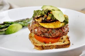 a sandwich cut in half on a plate