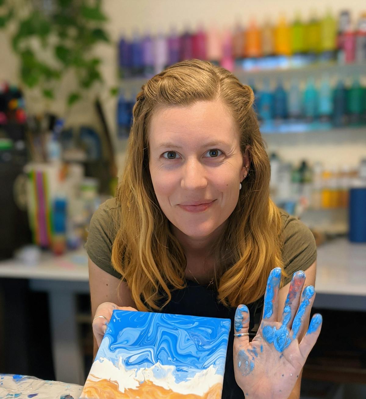 a person in a blue shirt