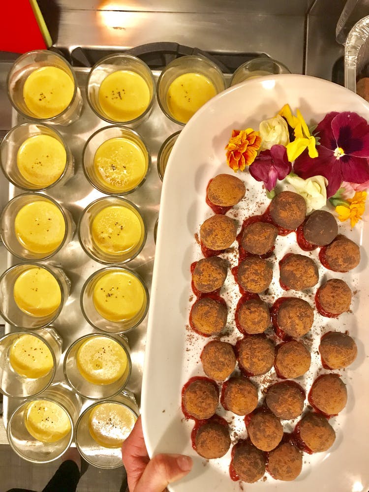 a tray full of food