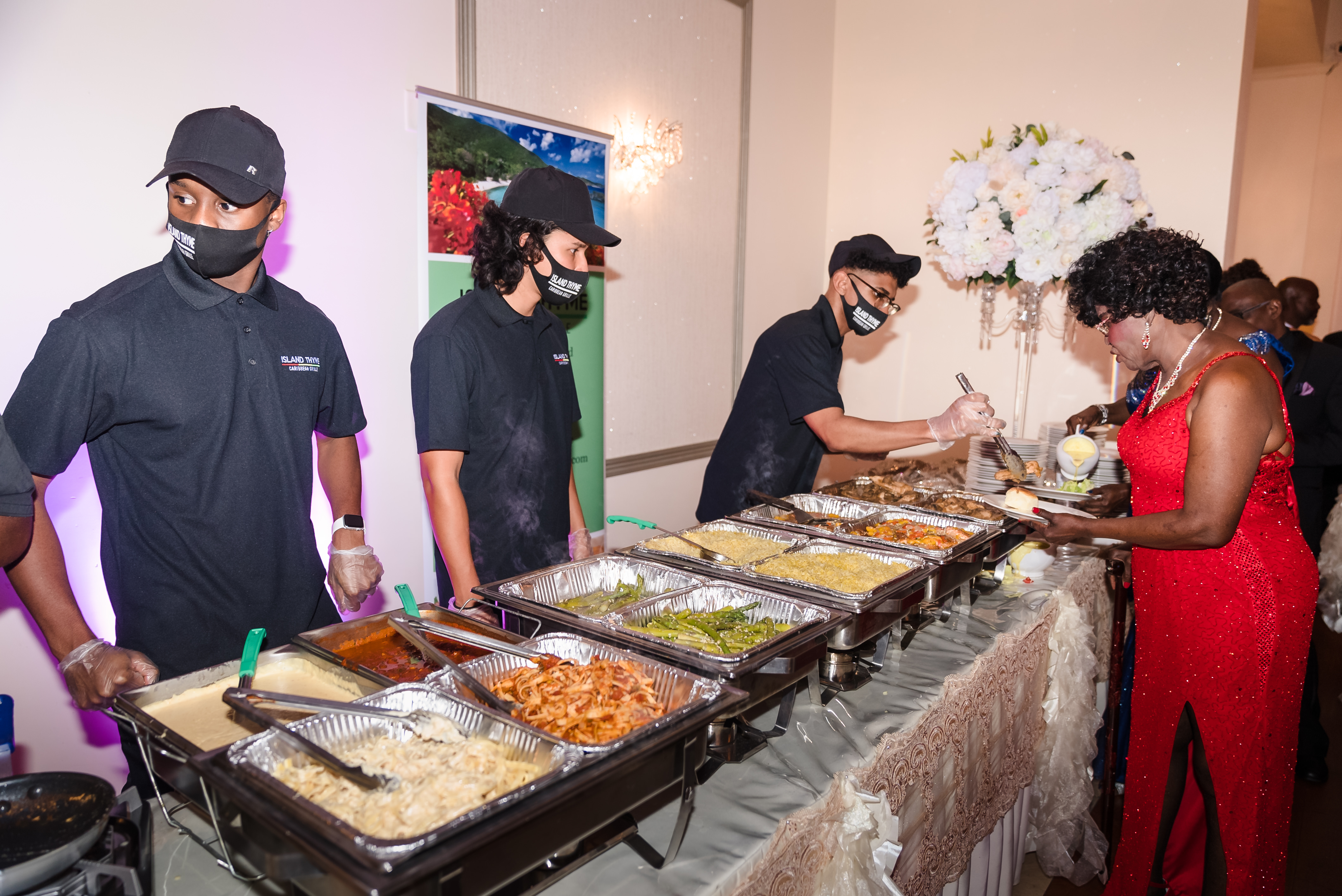 a group of people preparing food inside of it