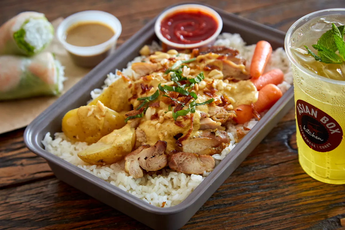 a tray of food on a table