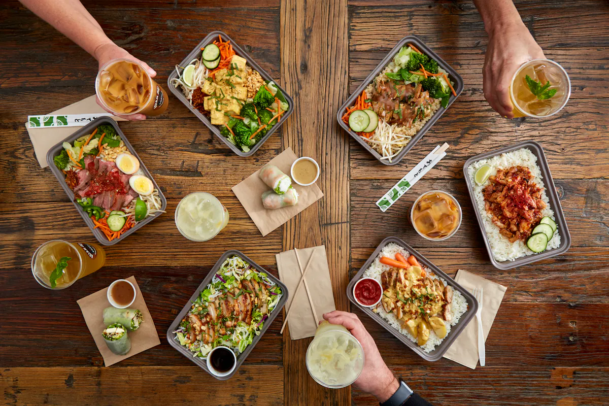 a bunch of food on a table