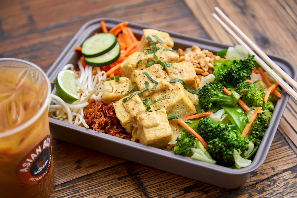a tray of food on a table
