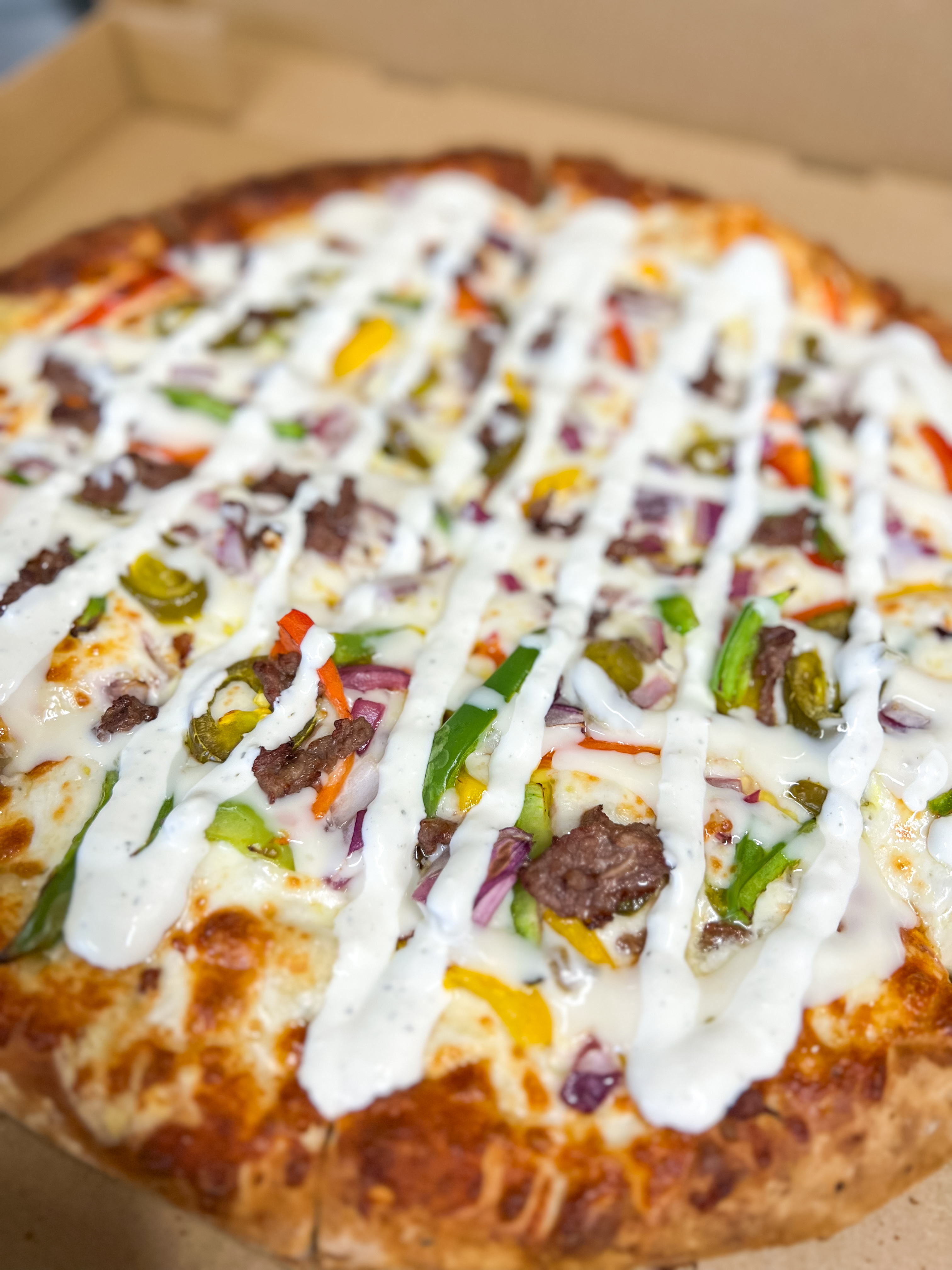 a large piece of pizza