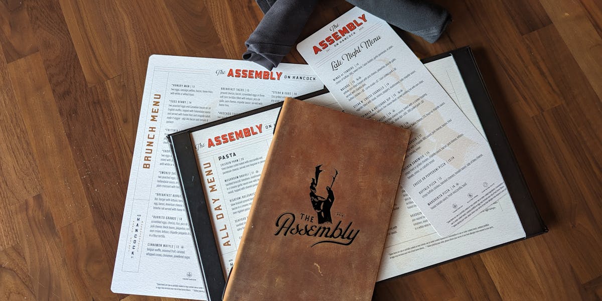 Menus | Assembly in Quincy, MA