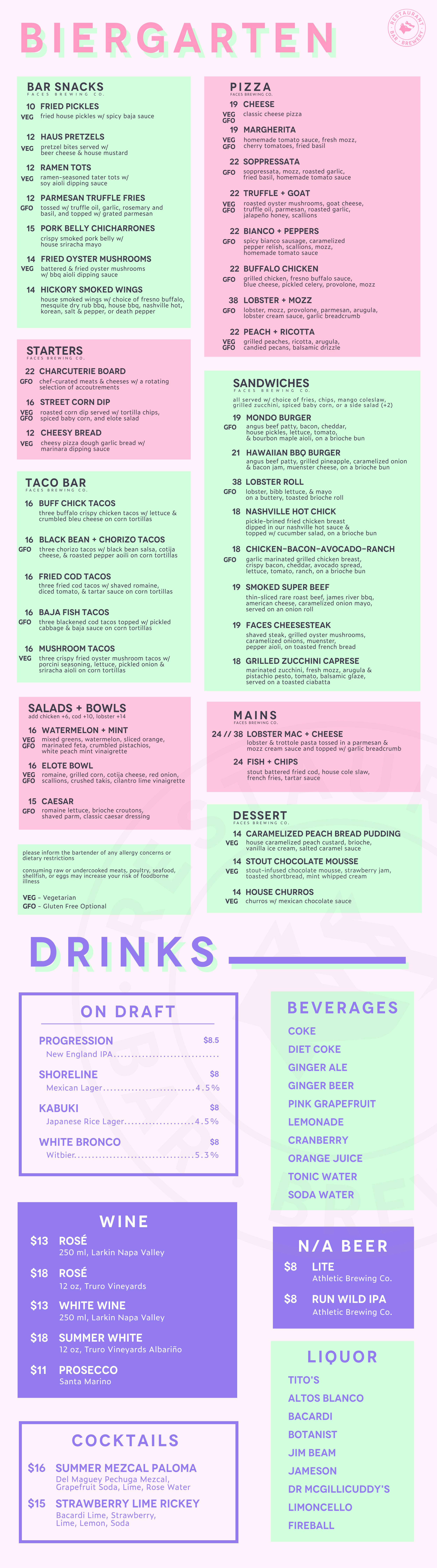 Biergarten Menu