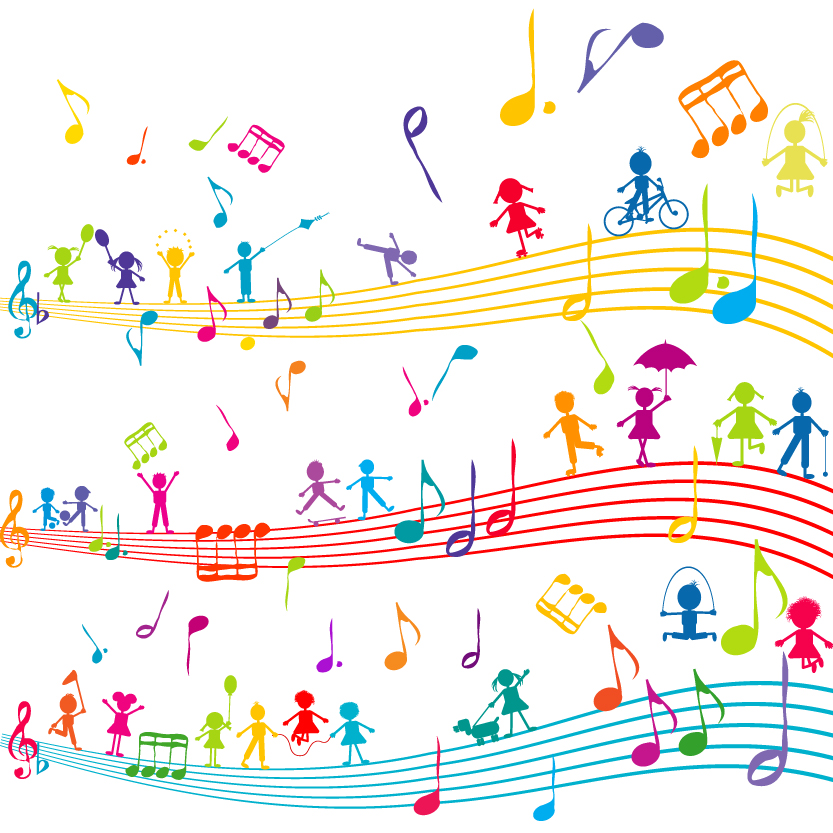 colorful musical notes and symbols